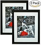 11x14 Inch Picture Frame Black (2-pack) - Glass Front Cover - Displays an 11 by 14