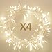 Koopower [4 Pack] 36ft 100 LED Battery Operated String Lights with Timer on 11M Outdoor Clear String Lights(8 Modes, IP65 Waterproof, Warm White)