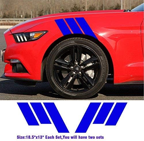 Boilipoint 1PAIR Fender and Hood Mark Stripe Stripes Vinyl Decal Stickers Fit for All Cars SUV Free Size Matte Color