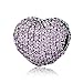 BAMOER 925 Sterling Silver Various Dazzling CZ Bead Charm For Women Snake Bracelet Charm (Pink Heart Clip)