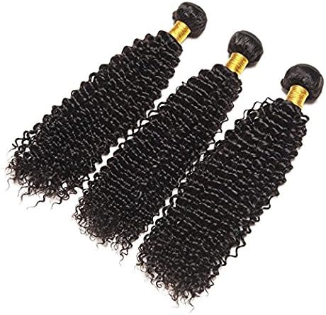 Yueruina 3 Bundles Brazilian Deep Wave Virgin Hair Grade 10A Unprocessed Brazilian Curly Human Hair Weave Extension Natural Color Can Be Dyed and Bleached (100+/-5g)/Pc (20โ 22โ 24โ 26โ)