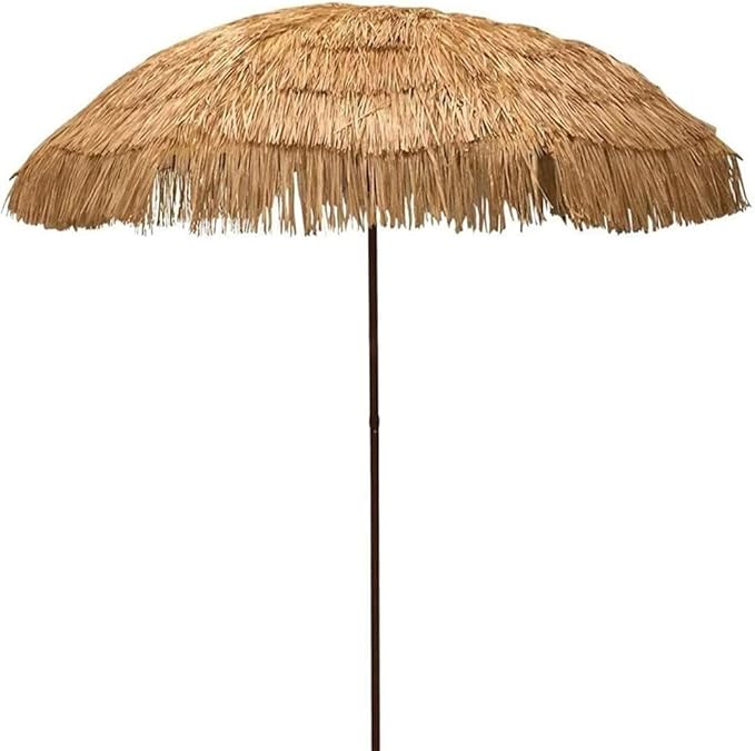 2m Durable Hawaiian Beach Umbrella, Thatched Umbrella Outdoor Patio