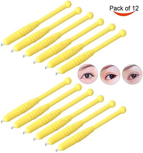 12Pcs F12 Needles Disposable Manual Microblading Eyebrows Tattoo Pen Blade for Semi-permanent Makeup