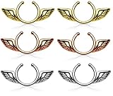 Angel Wings Non-Pierce No Pierce Fake Clip On Nipple Ring - Sold as a Pair