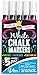 Liquid Chalk Marker Pen - White Dry Erase Marker - Chalk Markers for Chalkboard Signs, Windows, Blackboard, Glass - 6mm Reversible Tip (5 Pack) - 24 Chalkboard Labels Included primary