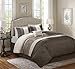 Comfort Spaces Windsor Set-5 Piece-Khaki, Brown, Ivory-Pintuck Pattern-King Size, Includes 1 Comforter, 2 Shams, 1 Decorative Pillow, 1 Bed Skirt