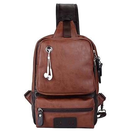 COOFIT Casual Sports Mens Sling Chest Bag with Earphone Hole