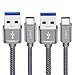 USB C Cable, USB A to USB C Charger (2-Pack 6.6ft) Nylon Braided Fast Charging Cord Compatible with Samsung Galaxy Note 9 S9 S8 Note 8, LG V30 G6 G5, Pixel (Grey)