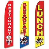 3 Swooper Flags Breakfast Lunch Special Open Restaurant Welcome