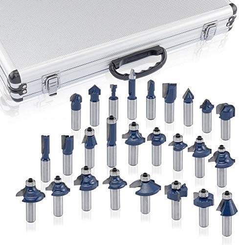 ALOOVOO Router Bits Set, 1/4'' Shank Tungsten Carbide Milling Cutter Tools Kit (80pcs) Router Bits Starter Kit for Router Table