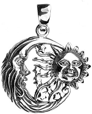 EXD Celestial Sun Moon Star Windblown 925 Sterling Silver Polished Jewelry (Pendant)