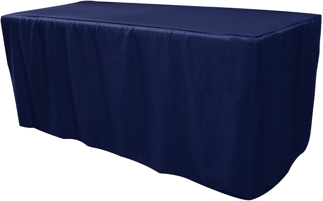 YOUR CHAIR COVERS - 6 ft Polyester Fitted Tablecloth - Navy Blue, Premium Quality