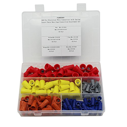 FUNMANY Wire Connectors Screw Terminals with Spring Insert Twist Nuts Caps Connectors Assortment Kit for 160pcs