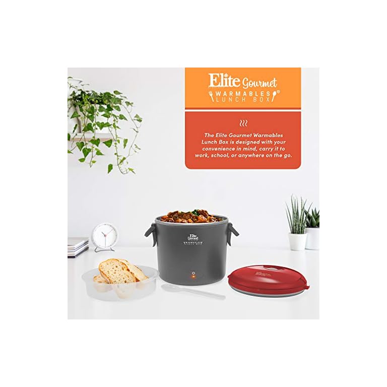 Elite Gourmet EFW6080R Warmables Lunch Box Electric Food Warmer with