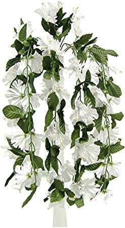 26" Hibiscus Hanging Bush Artificial Silk Wedding Bridal Bouquet Flowers 9 Stems (White)