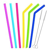Outus Silicone Drinking Straws Rubber Straws and Straw Cleaning Brushes for YETI/ RTIC Rambler Tumbler 30 oz, 20 oz, 8 Pieces