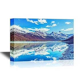 Beautiful Nature Landscape/Scenery Canvas Wall Art - Rocky Peaks of The Glacier National Park, Montana, USA - Gallery Wrap Modern Home Art | Ready to Hang - 12x18 inches