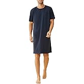 Latuza Men's Cotton Nightshirt Short Sleeves Sleep Shirt Nightgown
