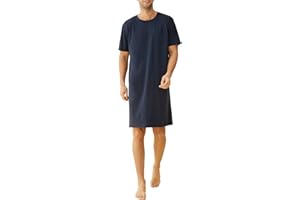 Latuza Men's Cotton Nightshirt Short Sleeves Sleep Shirt Nightgown