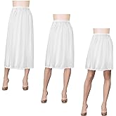 3 Pieces Half Slips for Women 3 Kinds of Length 19, 27, 35 Inch Slip Under Dress Satin Lace Long Skirt