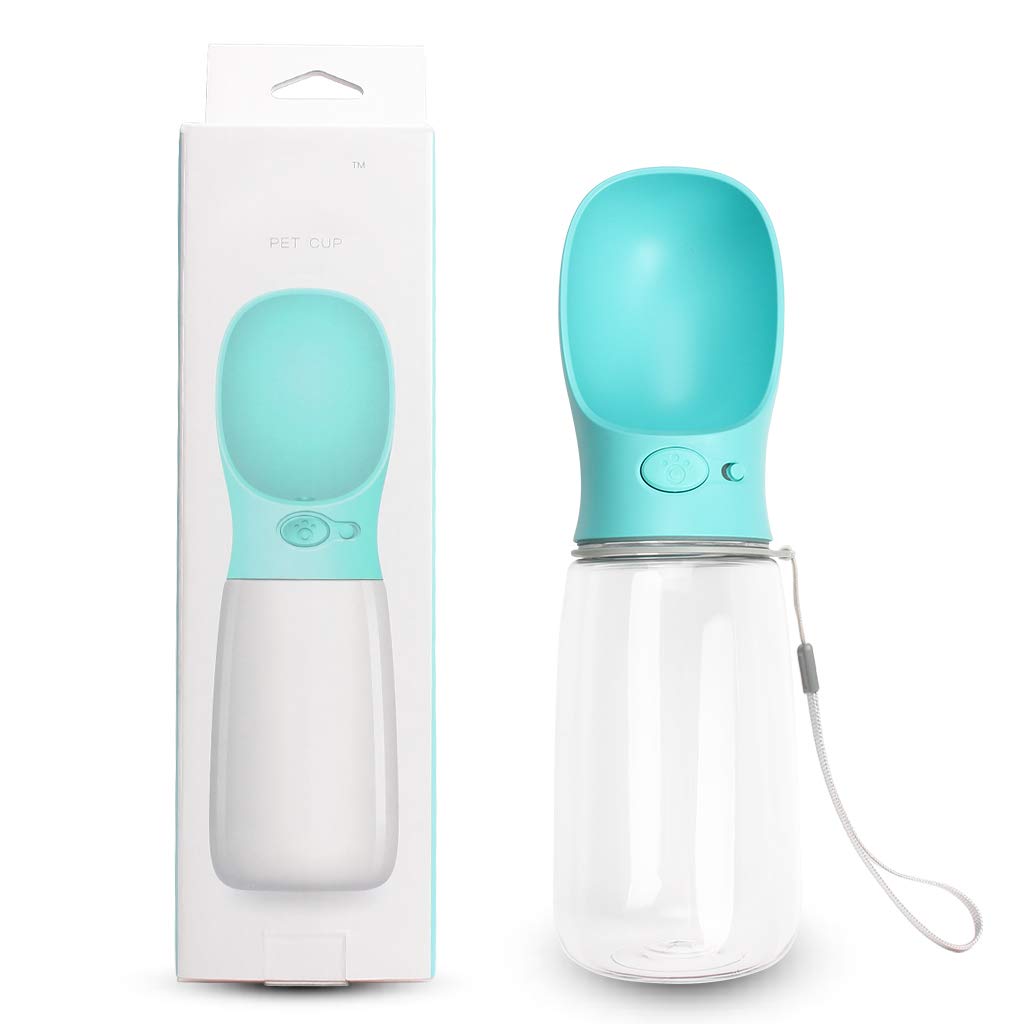 OWUDE Large Portable Dog Water Bottle, Food Grade ABS Leak Proof Lightweight Water Dispenser Drinking Bowl Bottles for Pet Outdoor Travel, Walking Drinking Cup (20 Oz) (blue)