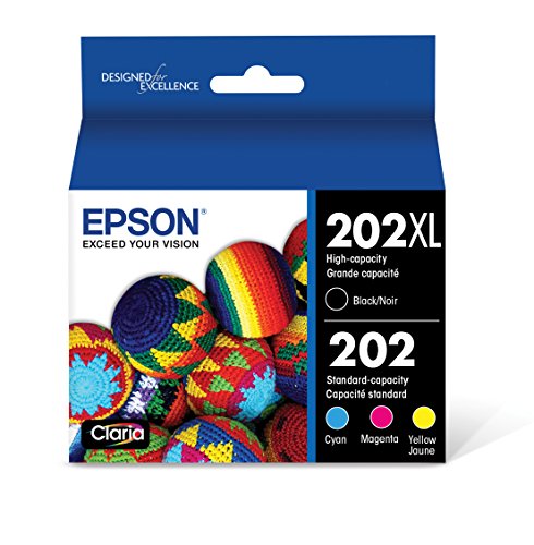 Epson T202XL-BCS Claria Ink Cartridge Multi-Pack - High-Capacity Black and Standard-Capacity Color (CMYK)