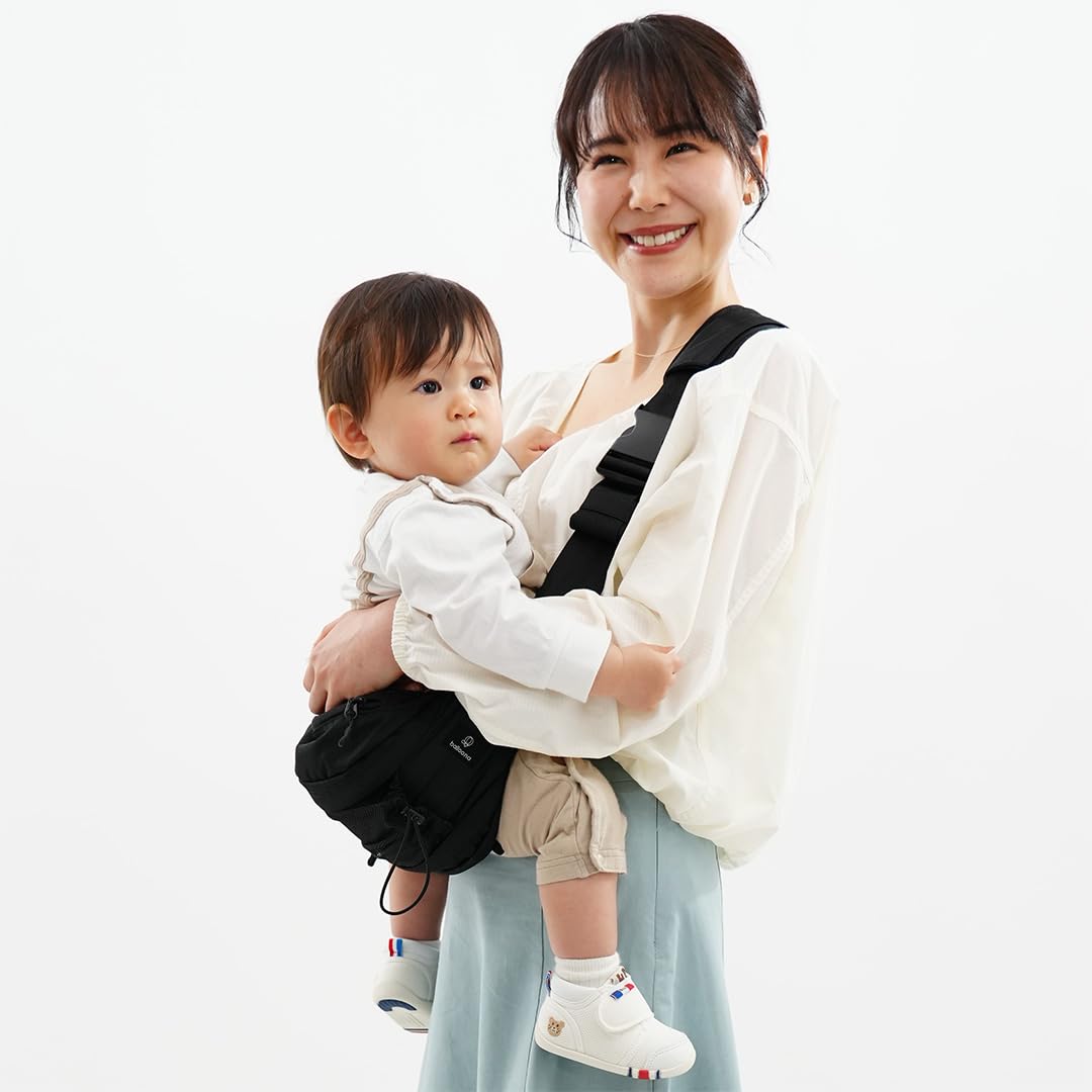 balloona 抱っこバッグ ヒップシート ショルダーバッグ 抱っこ紐 【40cmワイド座面で安定感】【ドリンクホルダー】【大容量3L】 撥水 ポーチ Dカン 取説 装着サポート付 バルーナ (ブラック)商品画像