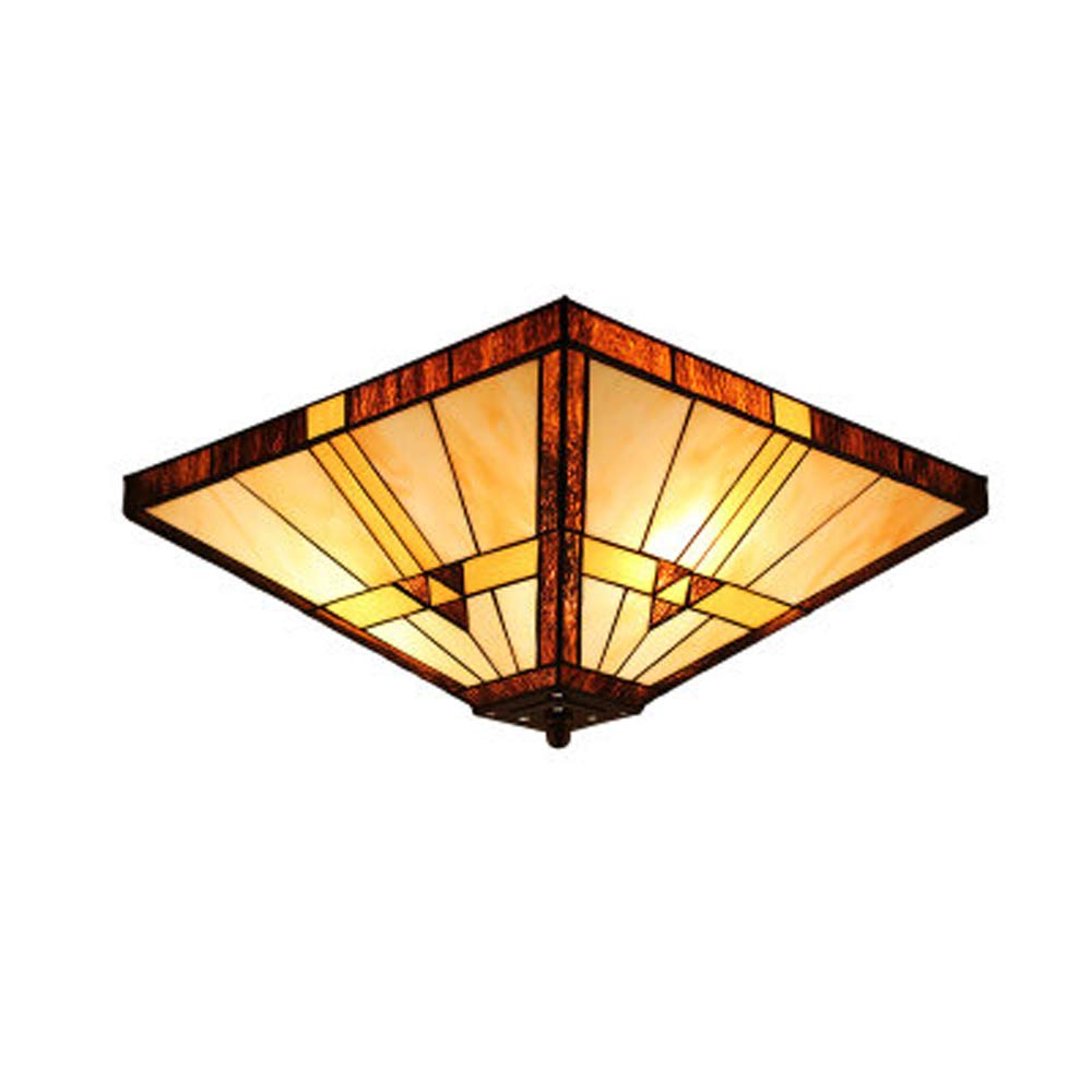 Photo 1 of **It is missing a part, is used, and it is not 100% certain.**RUNNUP Mission Style Ceiling Mount Lighting Creative Ceiling Fixture Special Decoration Stained Glass Drop Ceiling Lighting for Living Room,Corridor, Bedroom 11.81inch