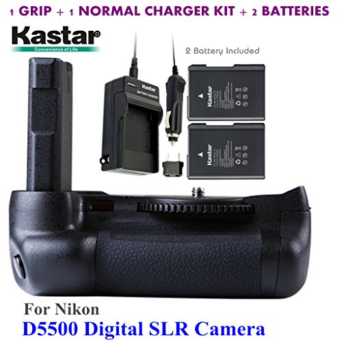 Kastar Pro Multi-Power Vertical Battery Grip + 2x EN-EL14 EN-EL4a Replacement Batteries + Charger Kit for Nikon D5500 Digital SLR Camera