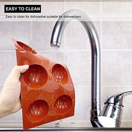 bestc 6 Holes Large Hot Chocolate Bomb Mold, Round Sphere Silicone Molds for Chocolate, Pudding, Cake, Jelly, Mousse, Candy Soap DIY Cake