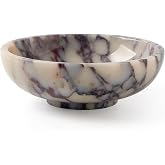 Luxury Natural Marble Decorative Bowl, Centerpiece Catchall Tray Home Decor | Medium 7-Inch Calacatta Viola Marble Centerpiece Bowl, Coffee Table Catchall, Statement Accent Tray for Dining Room Decor