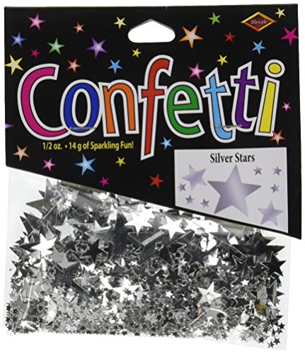 Beistle CN131 Silver Stars Confetti, 1/2-Ounce