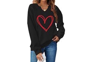 Ymoshoe V Neck Valentine's Day Sweatshirt Women Heart Elbow Patch Valentine Sweatshirts Glittle Valentines Shirts for Her