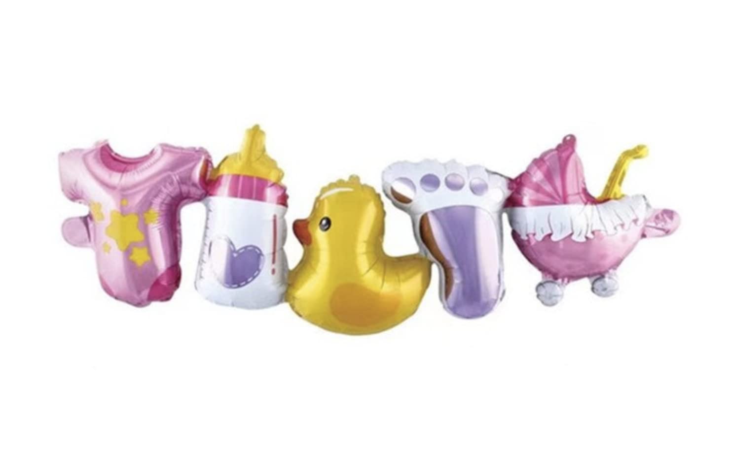 Baby Girl Pink Duck Banner Foil Balloon, 90cm (2 pack)