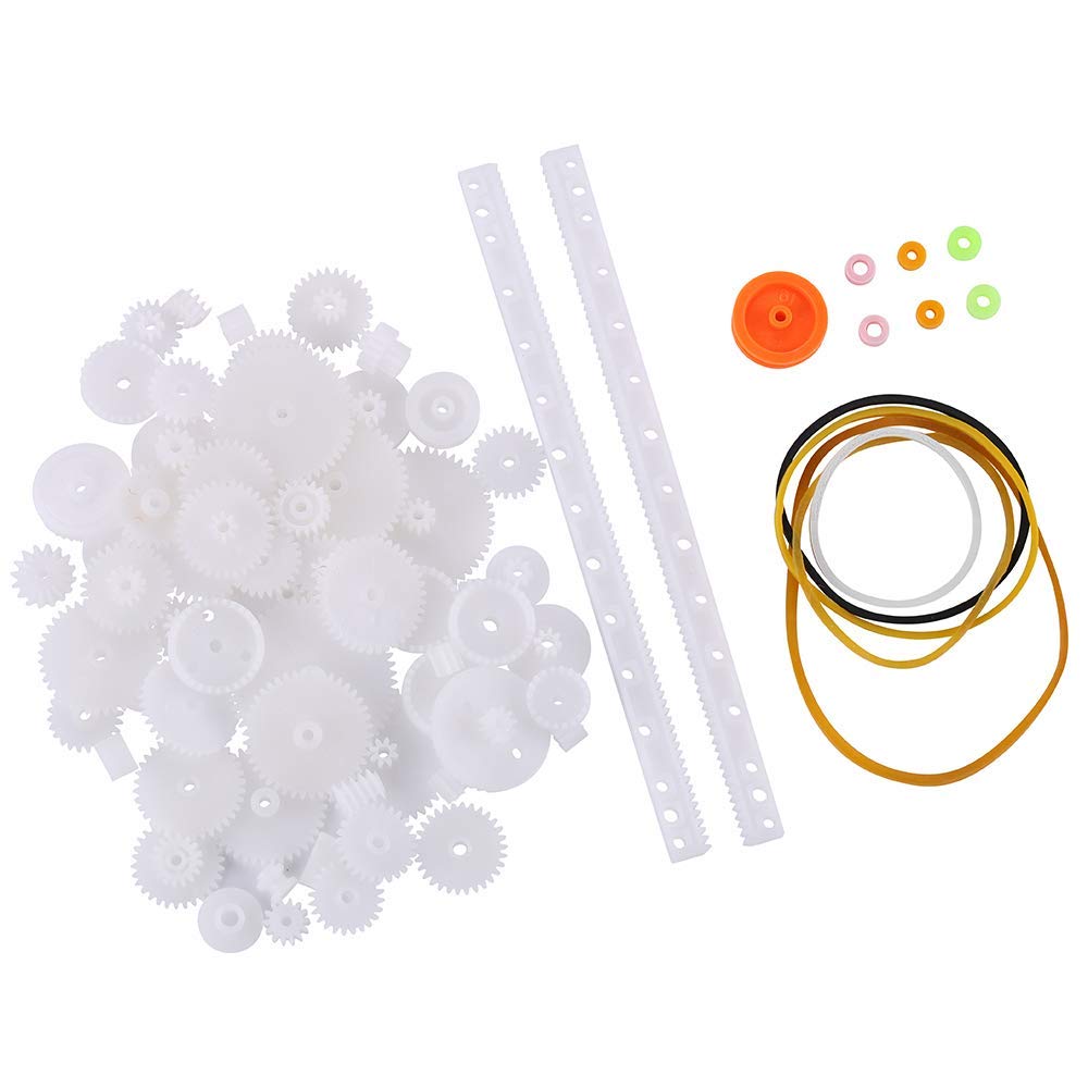 YUNIQUE GREEN-CLEAN-POWER - 60 Piece Replacement Pulleys and Gears Kit | For Robotics, Drones, RC Cars | Ideal for DIY Projects, White, 60 pieces, Plastic