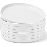 Enjamyo White Dinner Plates Set of 6, 10 Inch Porcelain Dessert Plates, Ceramic Appetizer Plate, White Round Salad Plate, Microwave & Dishwasher Safe, Scratch Resistant