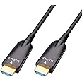 DTech 25ft Fiber Optic HDMI Cable 4K 60Hz 1080p HD Video 3D ARC HDCP CEC High Speed Long Cord for Computer Monitor TV Projector (25 Feet, Black)