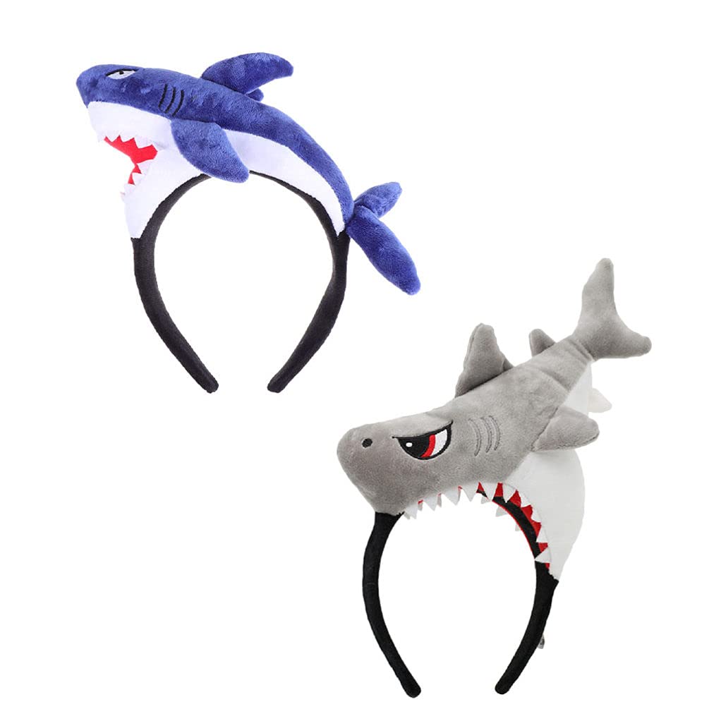 FRCOLOR Shark Costume Headband, 2pcs Animal Shark Headbands Fish Animal Hairbands Cosplay Headwear for Halloween Party
