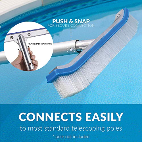 Swimming Pool Wall & Tile Brush,18" Heavy Duty Vinyl Polished Aluminum