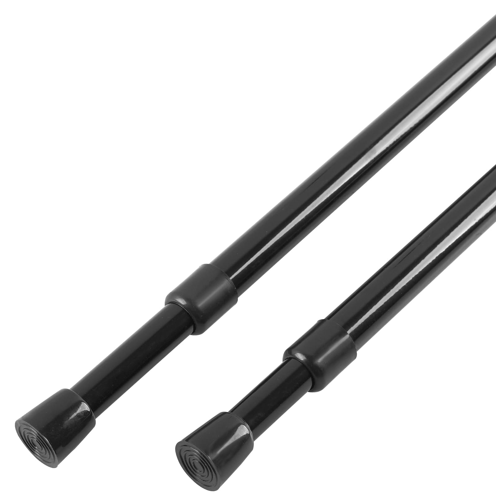 Photo 1 of KXLife 2 Pcs Spring Tension Curtain Rod Adjustable 28 to 40 Inches, 5/8" Diameter, Black, Expandable Spring Loaded Tension Rods For Window No Drilling