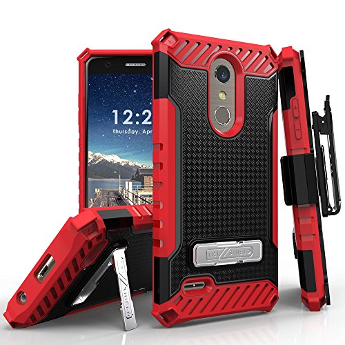 LG K30 / K10 (2018) X410 / Premier Pro LTE/Phoenix Plus/Harmony 2 Case, TRISHIELD Armor Cover Belt Clip Holster Built in Kickstand - Red
