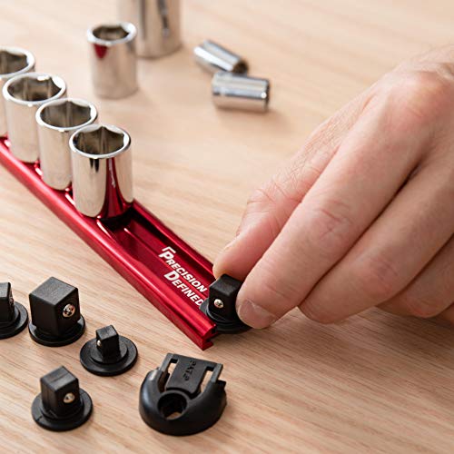 Precision Defined Aluminum Tool Socket Holder 3Piece Set Red, Heavy