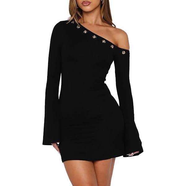 Amazon.com: Milumia Women's Off The Shoulder Long Sleeve Mini Dress Sexy  Ruched Bodycon Party Short Dress Black X-Small : Clothing, Shoes & Jewelry