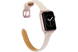 Wearlizer Compatible with Apple Watch Band 41/40/38/44/45/46/49/42mm Women Men, Slim Thin Leather Wristbands Strap Bracelet f