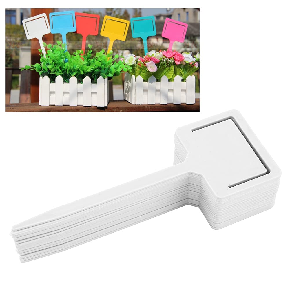 20PCS PVC Waterproof Durable, Gardening Plant Markers Gardening Flower Plant Label Tags Garden Seed Stake Tool,Plant Markers (White)