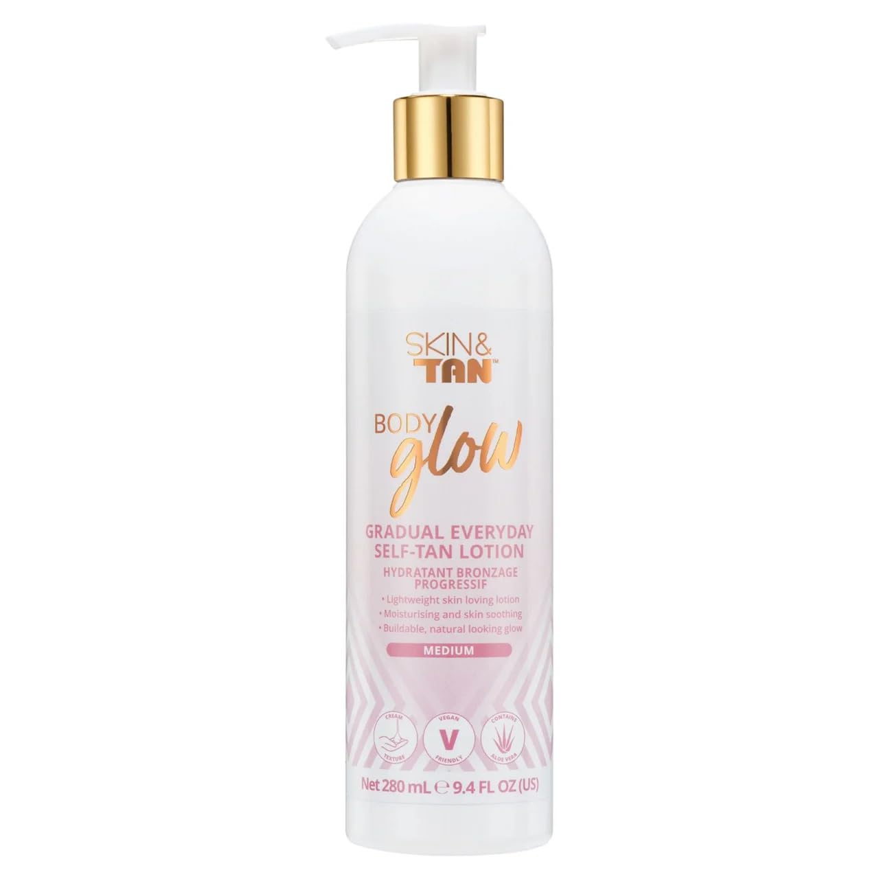 Skin & Tan Body Glow Lotion - Medium Gradual Tanner for Natural Looking Sunless Tan, Streak-Free, Easy Application, Coconut Scented, Hydrating, Body Moisturiser