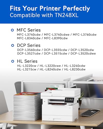 Pack of 5 TN248XL TN248 XL Toner Cartridges Compatible with Brother TN 248XL TN-248XL for DCP-L3560CDW MFC-L3760CDW MFC-L3740CDWE MFC-L8390CDW HL-L3240CDW HL-L3220CWE MFC-L8340CDW DCP-L35220CWE