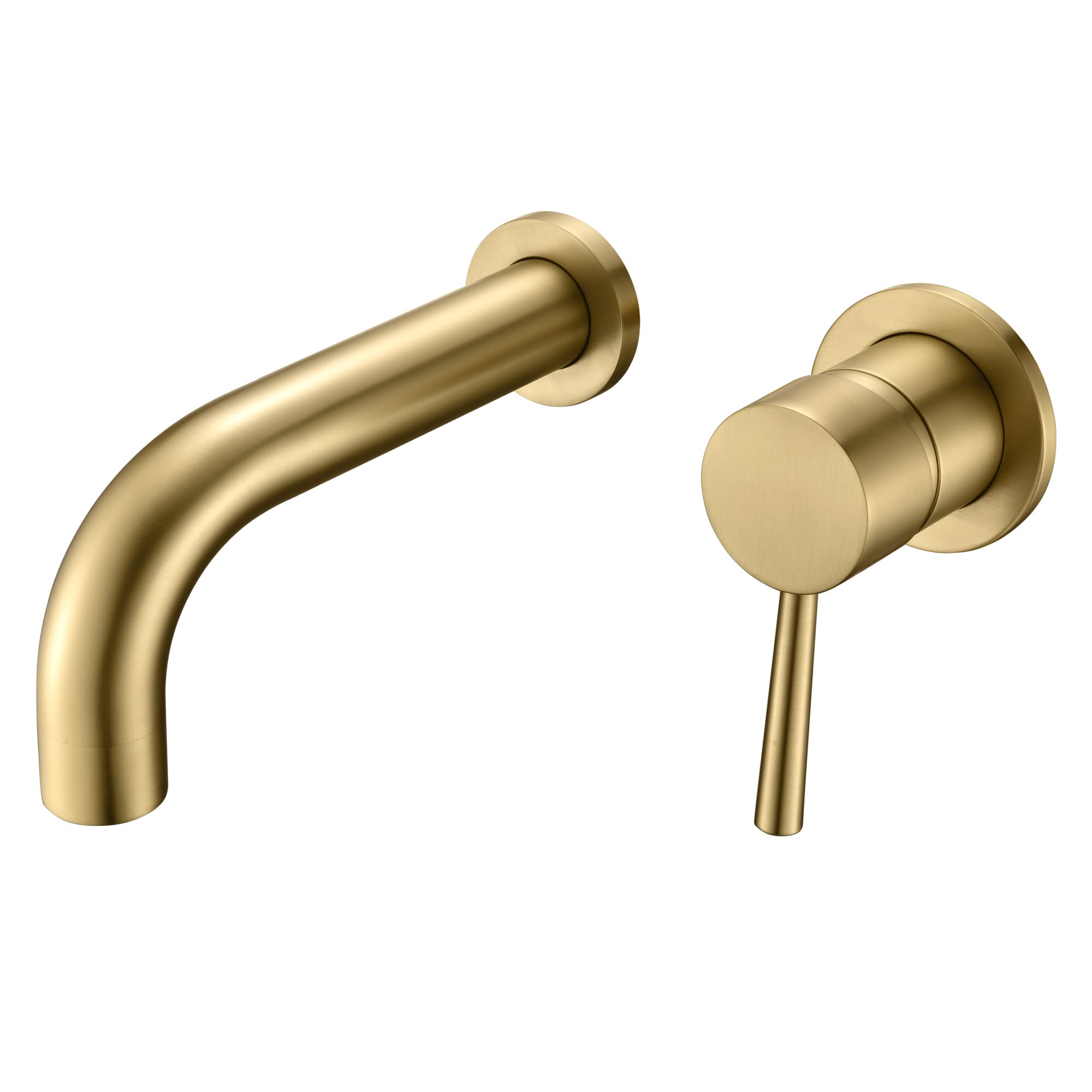 SUMERAIN Wall Mount Bathtub Faucet Tub Filler with Valve, Brushed Gold Single Handle