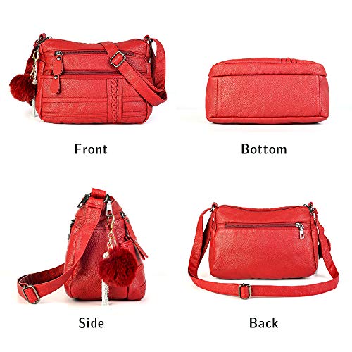 Women Crossbody Bag Pocketbooks Soft PU Leather Purses and Handbags Multi Pocket Shoulder Bag Messenger Bag