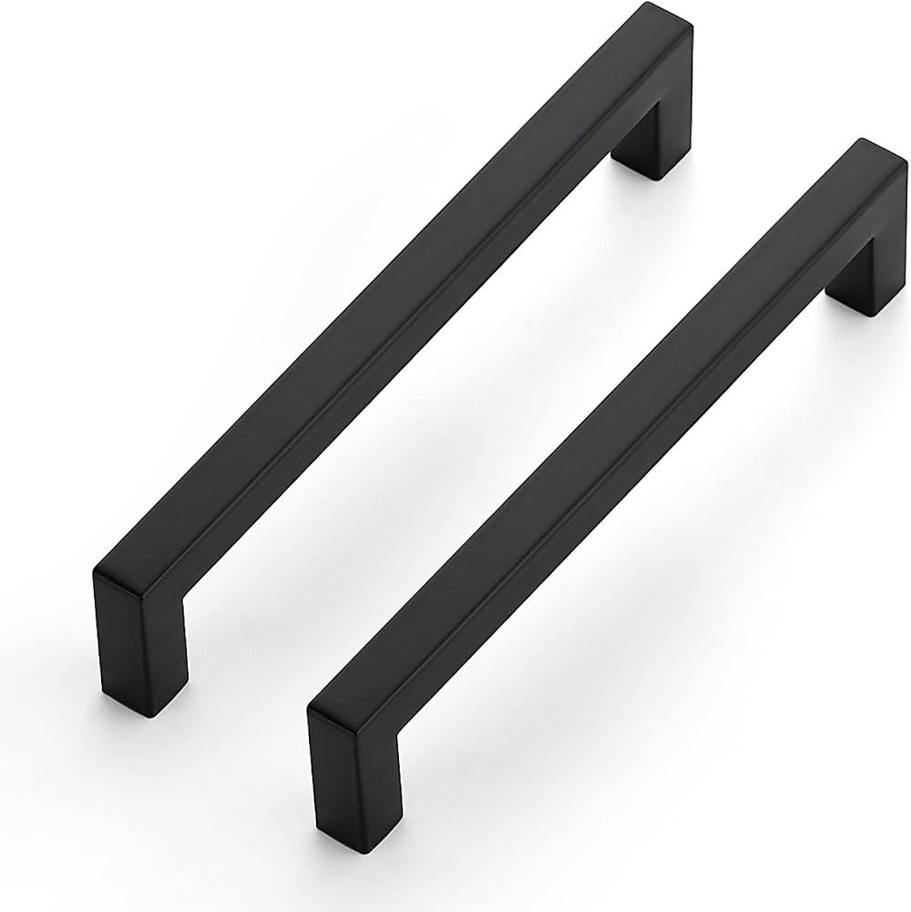 Ravinte 10 Pack Kitchen Door Handles Black 160mm Cupboard Pulls Square Bar